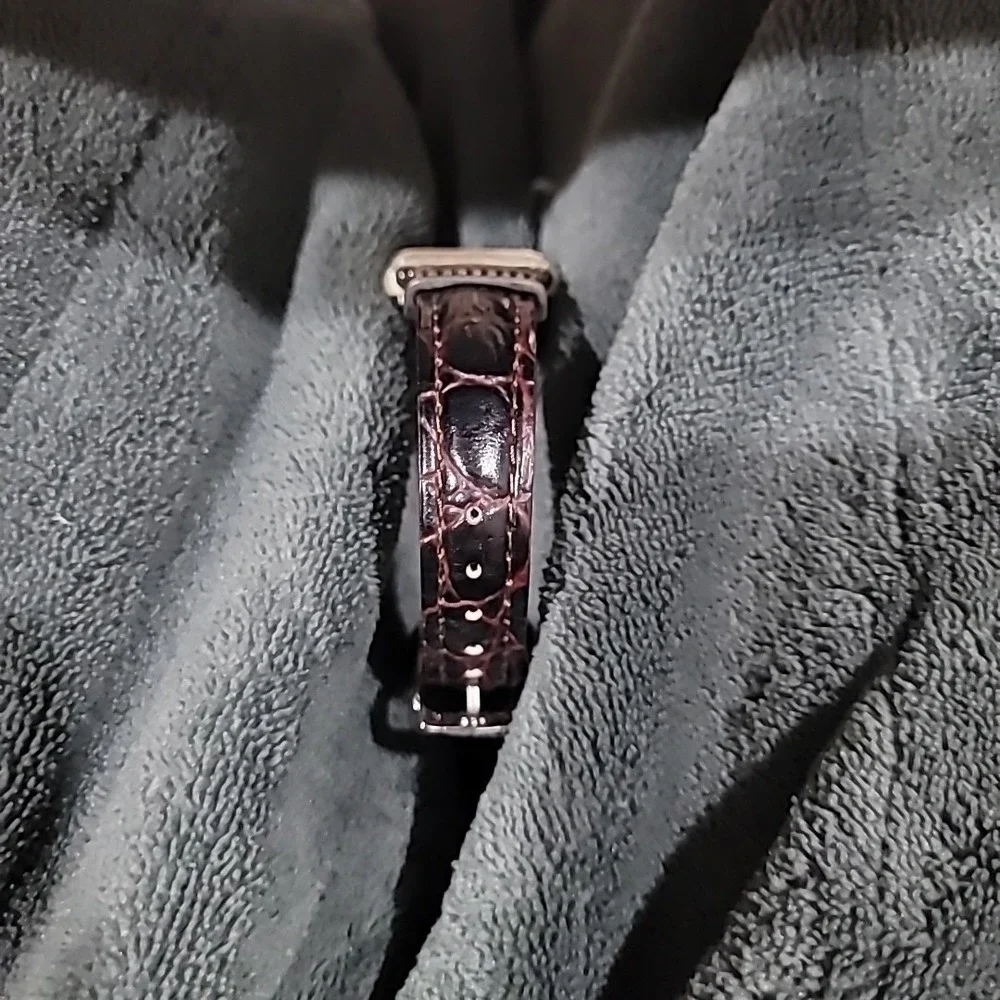 Ecclissi Sterling Silver Turquoise Dial Watch 22490 Brown Leather Strap‎